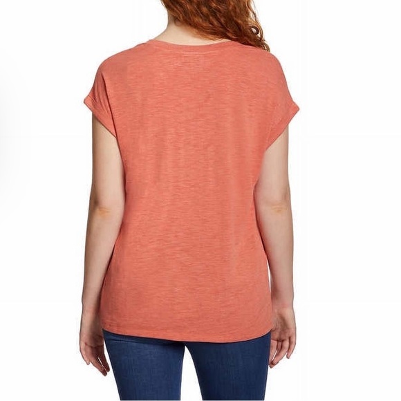Jessica Simpson NWT Burnt Sienna Comfy V- Neck Short Sleeve Knit Top - Picture 3 of 14
